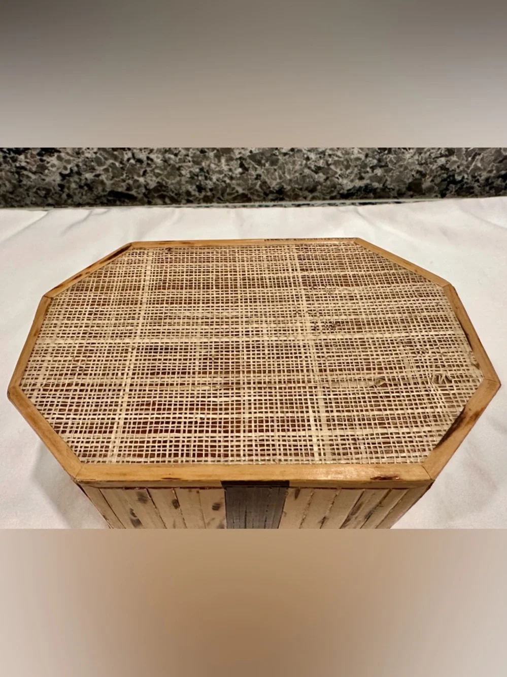 Vintage Handcrafted Bamboo Marquetry Trinket Box